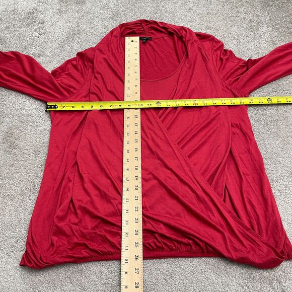 Talbots Wrap Tunic Blouse Womens XL Red Long Sleeve Rayon Blend Stretch Casual - Picture 6 of 10